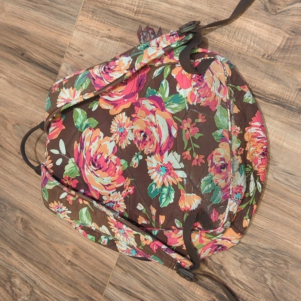 Vera Bradley Floral backpack. Pink and brown floral backpack. - Picture 3 of 11